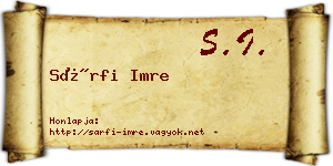 Sárfi Imre névjegykártya